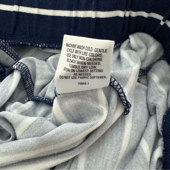 NWT St. John's Bay Blue White Stripe Knit Midi Skirt Drawstring Side Slits Sz L - Picture 11 of 11